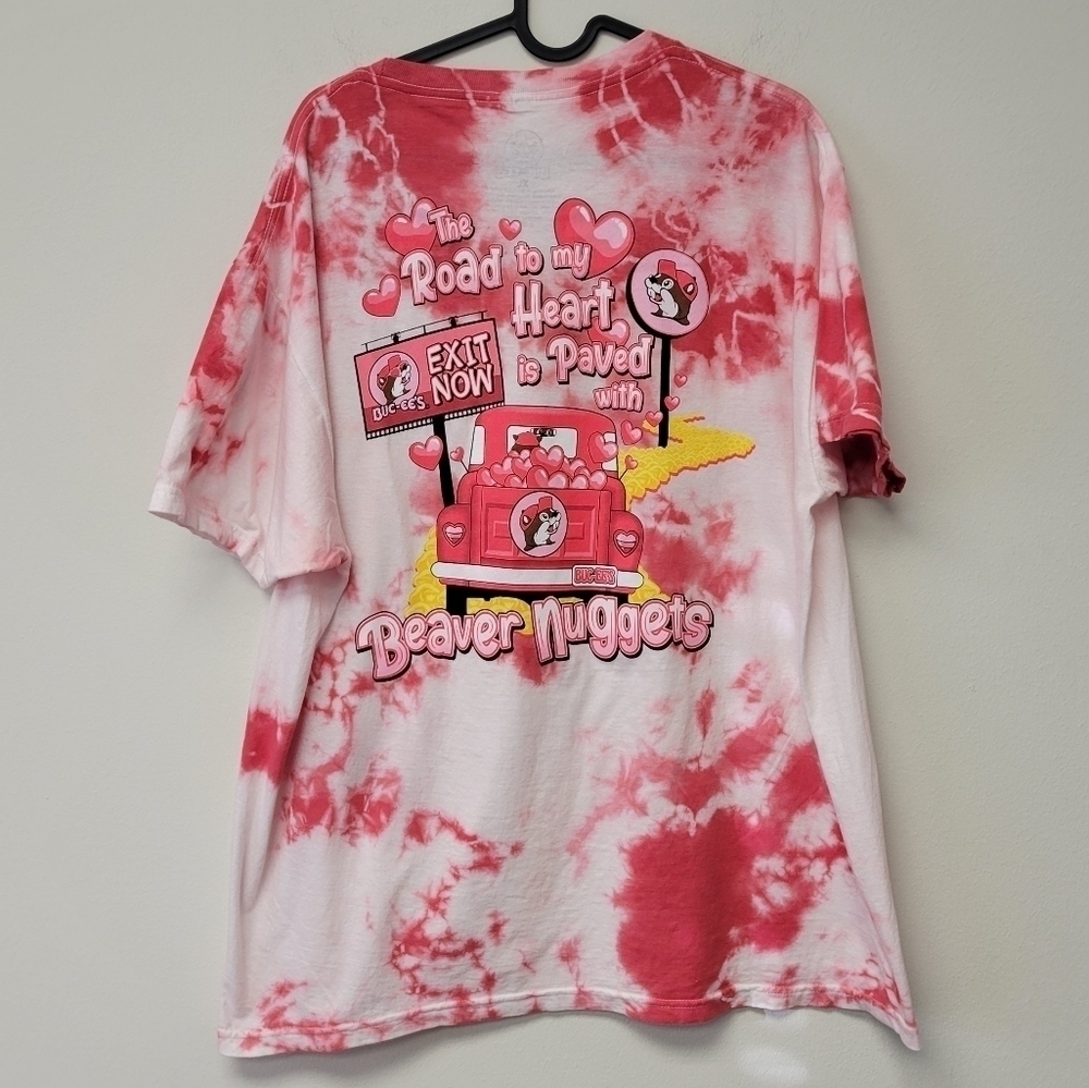 Buc-ee's Valentines Day Road to My Heart tie dye t-shirt Red XL